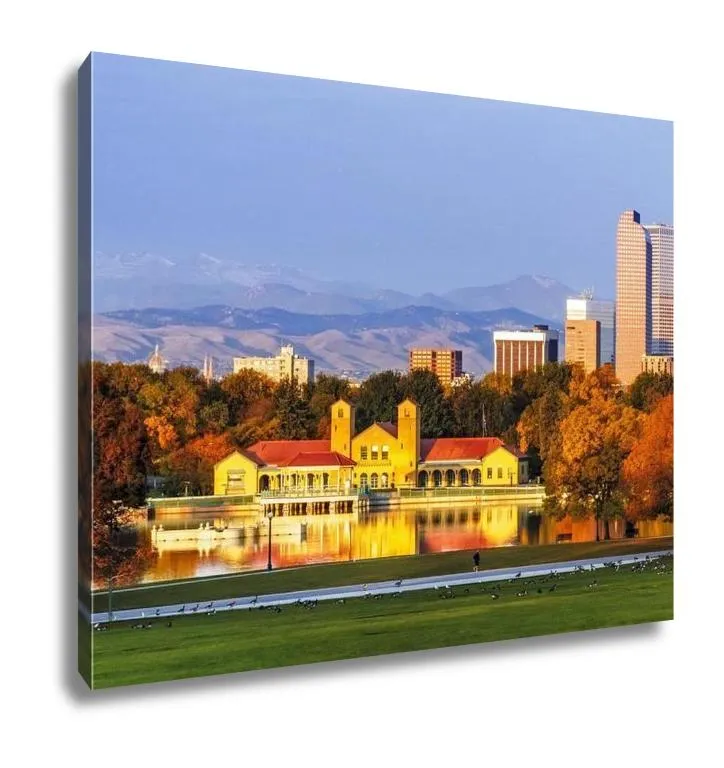 Gallery Wrapped Canvas, Denver Skyline In Fall From City Park