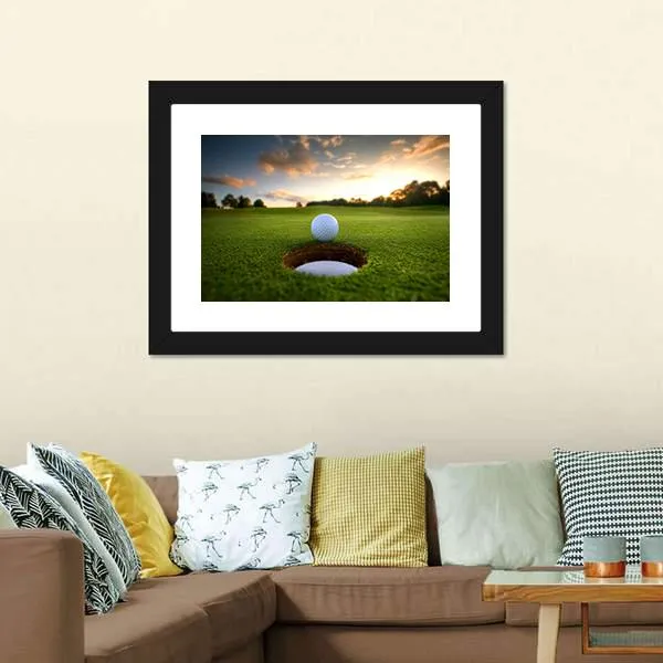 Golf Ball About To Fall Canvas Wall Art