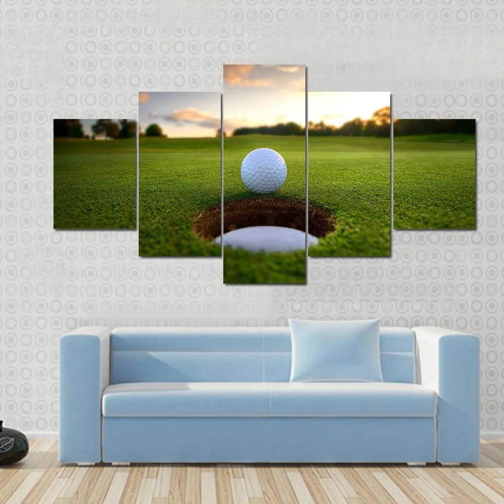 Golf Ball About To Fall Canvas Wall Art