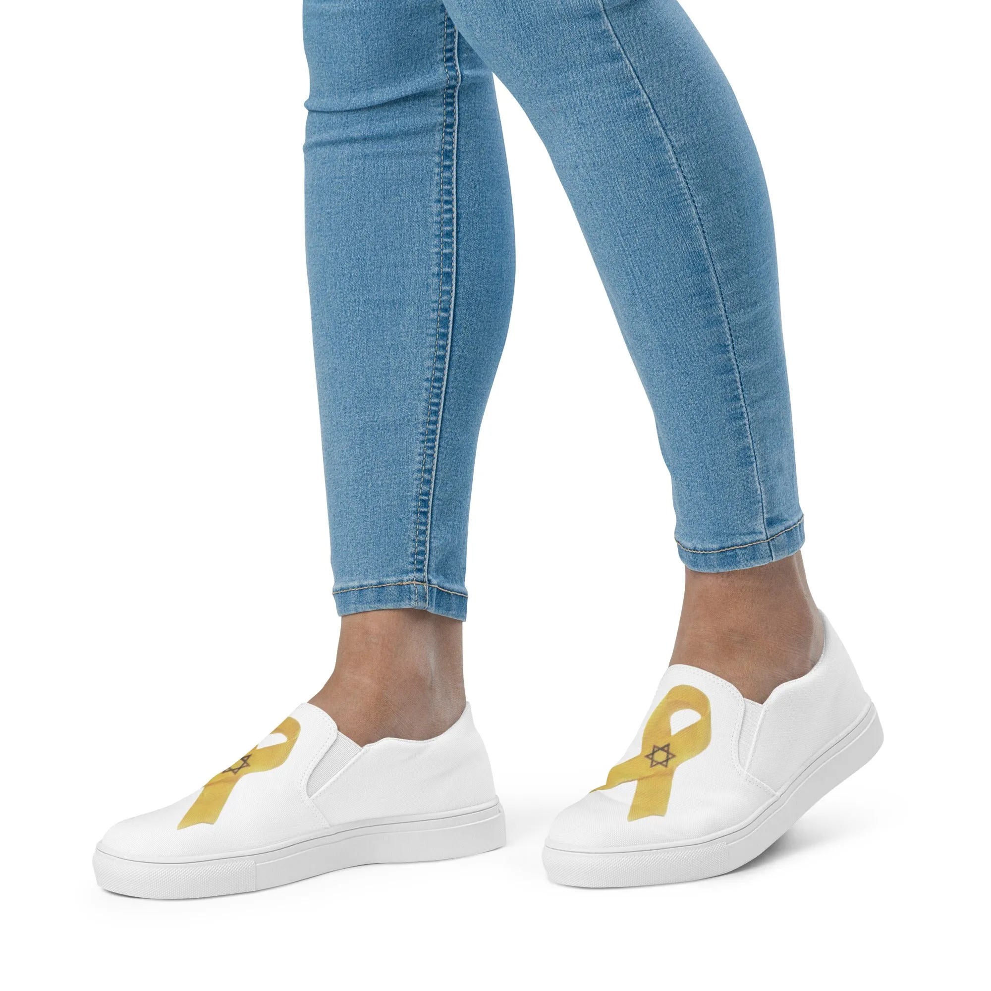 Women’s Slip-on Canvas Shoes - Oct. 7, 2023 Yellow Awareness Ribbon